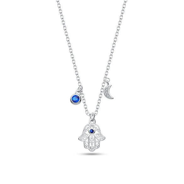 Niche Fashion Light Luxury Four Leaf Clover Devil Eye Guard Necklace Silver Plated Electroplated For Women