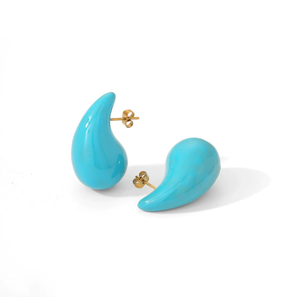 Niche Fashion Stainless Steel Earrings For Women In Oil Drop Shape With Electroplating Treatment