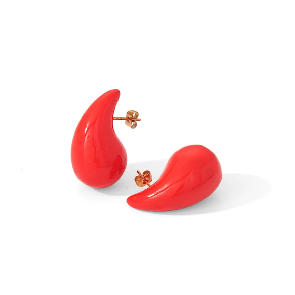 Niche Fashion Stainless Steel Earrings For Women In Oil Drop Shape With Electroplating Treatment