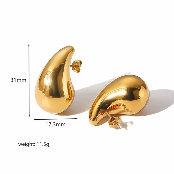 Niche Fashion Stainless Steel Earrings For Women In Oil Drop Shape With Electroplating Treatment
