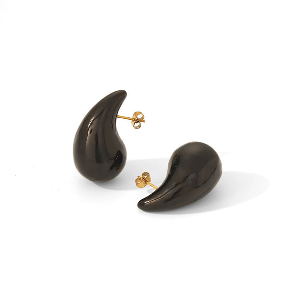 Niche Fashion Stainless Steel Earrings For Women In Oil Drop Shape With Electroplating Treatment