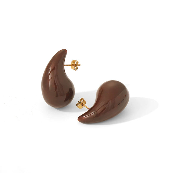 Niche Fashion Stainless Steel Earrings For Women In Oil Drop Shape With Electroplating Treatment