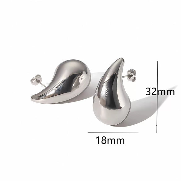 Niche Fashion Stainless Steel Earrings For Women In Oil Drop Shape With Electroplating Treatment