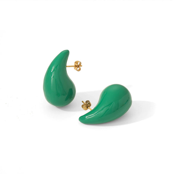 Niche Fashion Stainless Steel Earrings For Women In Oil Drop Shape With Electroplating Treatment