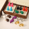 Niche Fashion Stainless Steel Earrings For Women In Oil Drop Shape With Electroplating Treatment