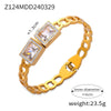 Niche Geometric Hollow 316L Stainless Steel Goldplated Bracelet With Inlaid Diamond Design
