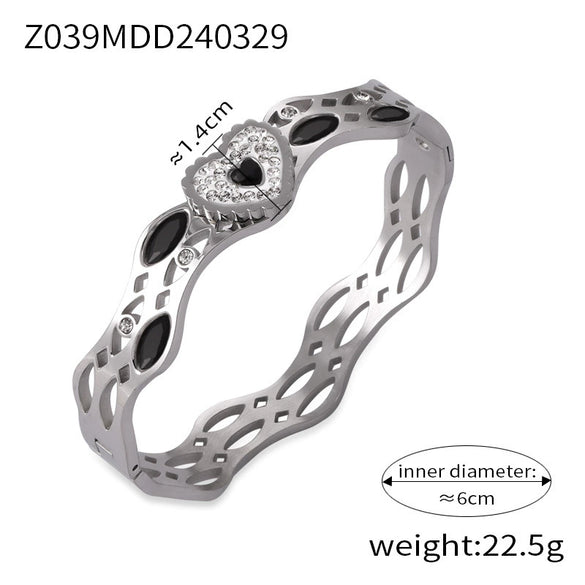 Niche Geometric Hollow 316L Stainless Steel Goldplated Bracelet With Inlaid Diamond Design