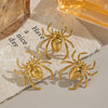 Niche Spider Animal Zodiac Stainless Steel Earrings And Rings For Girls With Electroplating Design