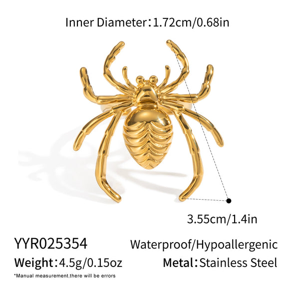 Niche Spider Animal Zodiac Stainless Steel Earrings And Rings For Girls With Electroplating Design