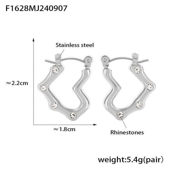 Niche Style Heartshaped Imitation Pearl 316L Stainless Steel Electroplated Earrings For Women