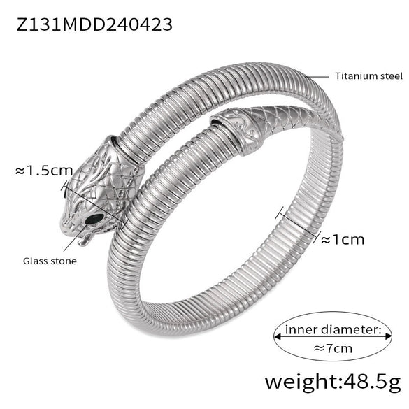 Niche Style Opening Bracelet Geometric Design Inlaid Zircon Goose Throat Shape 316L Stainless Steel Electroplated Jewelry