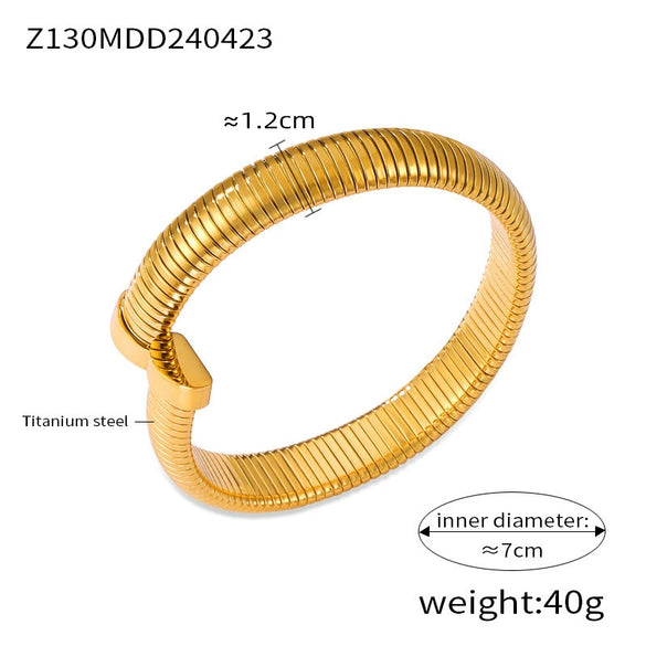 Niche Style Opening Bracelet Geometric Design Inlaid Zircon Goose Throat Shape 316L Stainless Steel Electroplated Jewelry