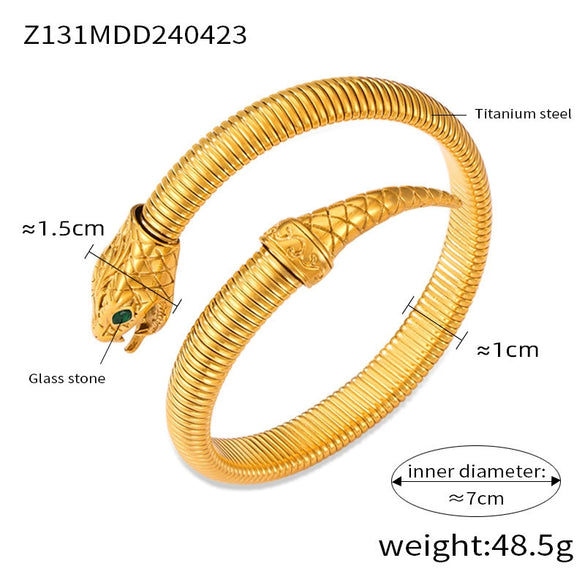 Niche Style Opening Bracelet Geometric Design Inlaid Zircon Goose Throat Shape 316L Stainless Steel Electroplated Jewelry