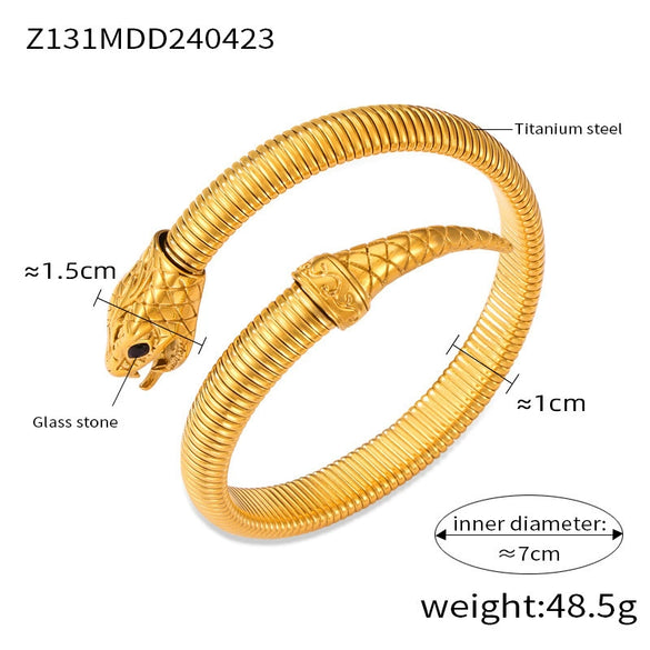 Niche Style Opening Bracelet Geometric Design Inlaid Zircon Goose Throat Shape 316L Stainless Steel Electroplated Jewelry