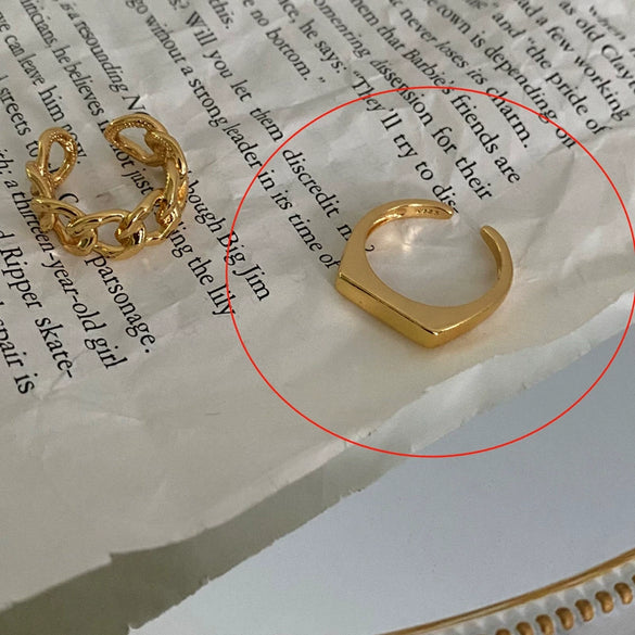 Fashion Trendy Index Finger Ring Retro Gold Ring Women's Simple Cold Style Jewelry