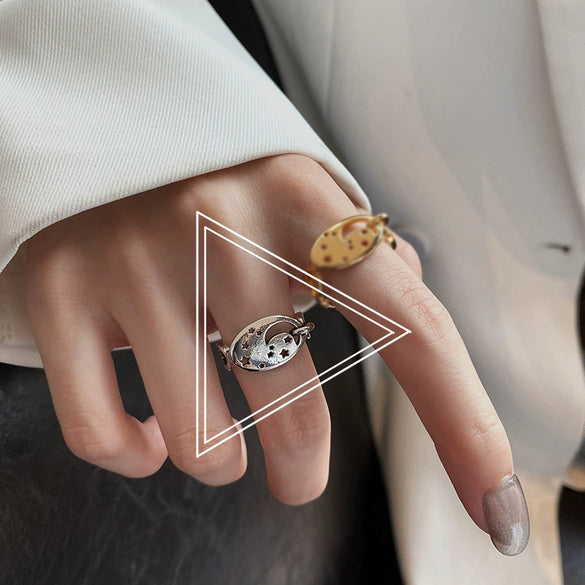 Fashion Trendy Index Finger Ring Retro Gold Ring Women's Simple Cold Style Jewelry