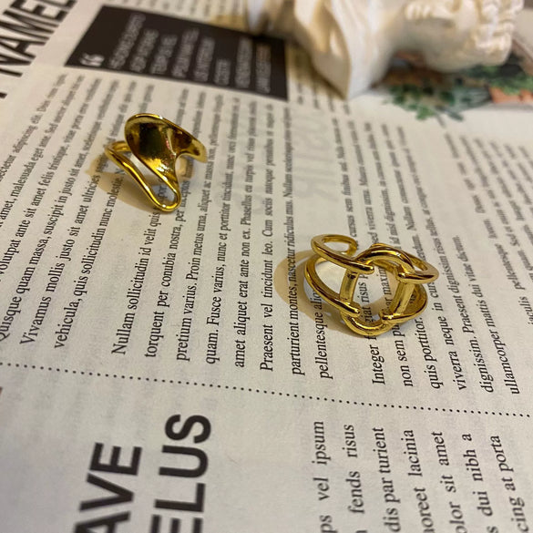 Fashion Trendy Index Finger Ring Retro Gold Ring Women's Simple Cold Style Jewelry