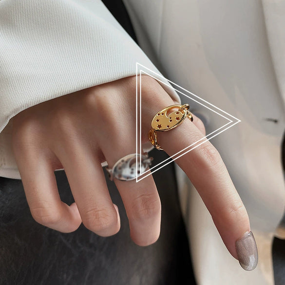 Fashion Trendy Index Finger Ring Retro Gold Ring Women's Simple Cold Style Jewelry