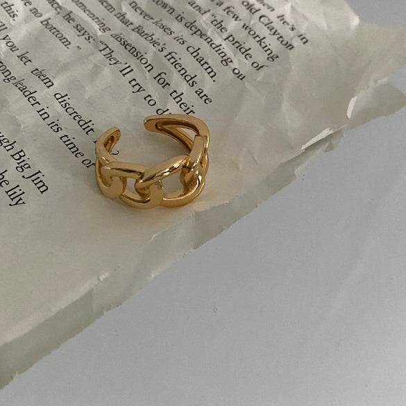 Fashion Trendy Index Finger Ring Retro Gold Ring Women's Simple Cold Style Jewelry