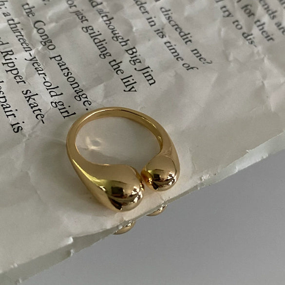 Fashion Trendy Index Finger Ring Retro Gold Ring Women's Simple Cold Style Jewelry