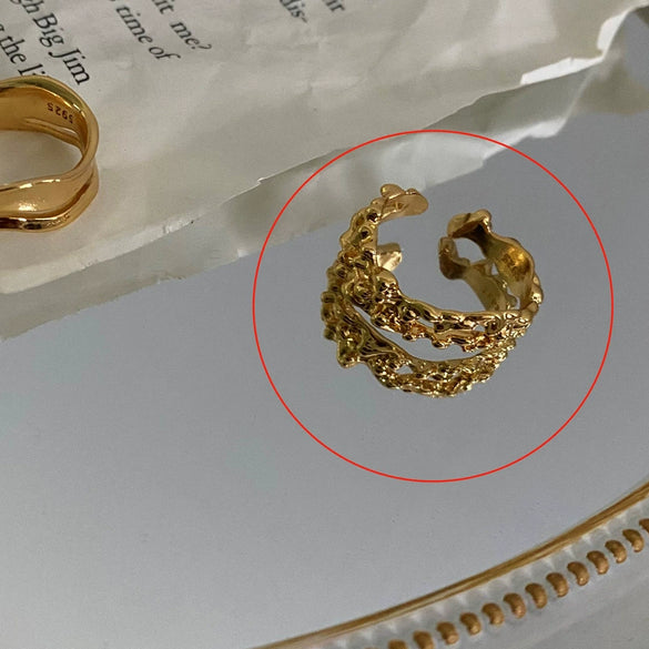 Fashion Trendy Index Finger Ring Retro Gold Ring Women's Simple Cold Style Jewelry