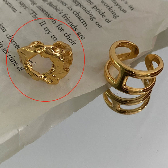 Fashion Trendy Index Finger Ring Retro Gold Ring Women's Simple Cold Style Jewelry