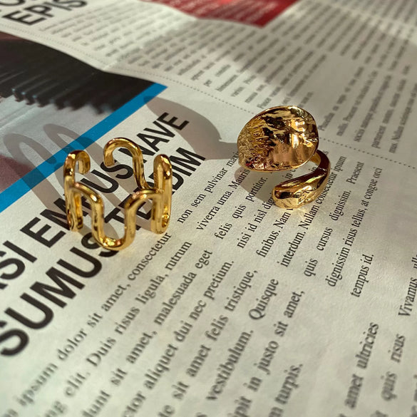 Fashion Trendy Index Finger Ring Retro Gold Ring Women's Simple Cold Style Jewelry