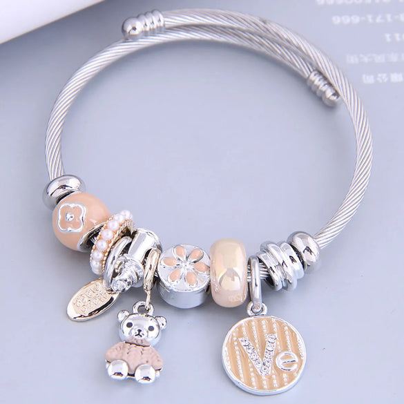 Gooddiy Wholesale Jewelry Fashion Cute Bear Multi-Element Pendant Bracelet