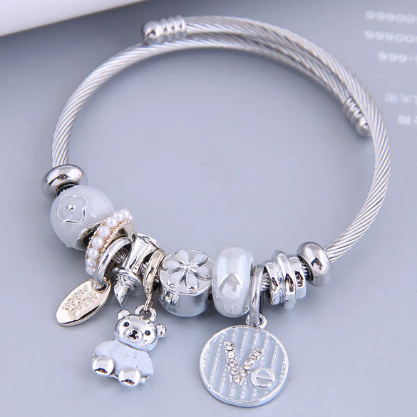 Gooddiy Wholesale Jewelry Fashion Cute Bear Multi-Element Pendant Bracelet