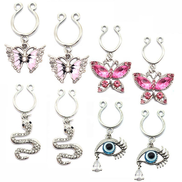 Nipple Ring Snakeshaped Butterfly Devil's Eye Constellation Pattern Titanium Alloy Electroplated Unisex