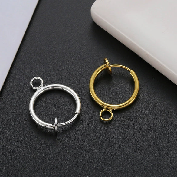No Piercing Spring Ear Clip Circle Metal Earrings Jewelry Diy Handmade Electroplated