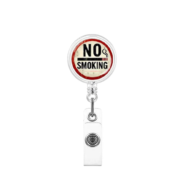 No Smoking Reminder Patch Retractable Clip Badge Key Chain In Abs Material With Modern Art Style