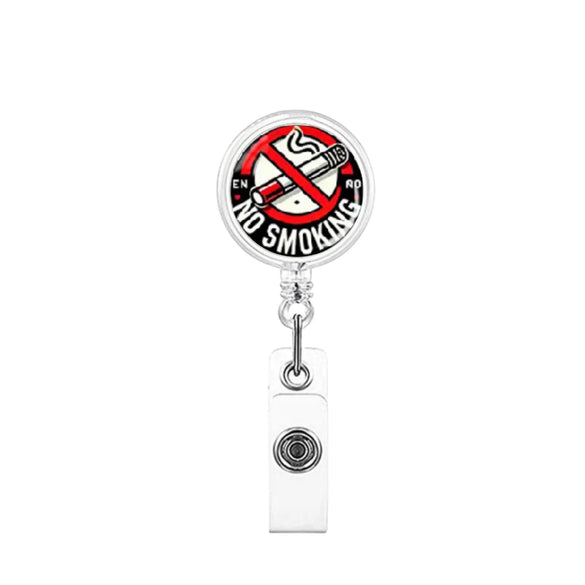No Smoking Reminder Patch Retractable Clip Badge Key Chain In Abs Material With Modern Art Style