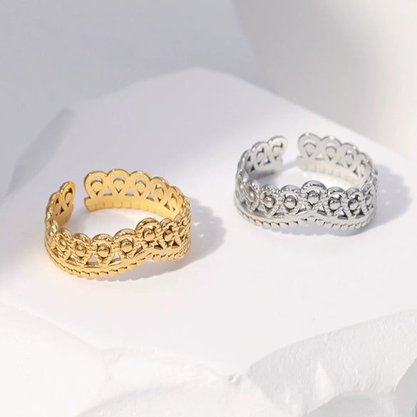 Non Fading Titanium Steel Crown Shaped Women's Adjustable Ring