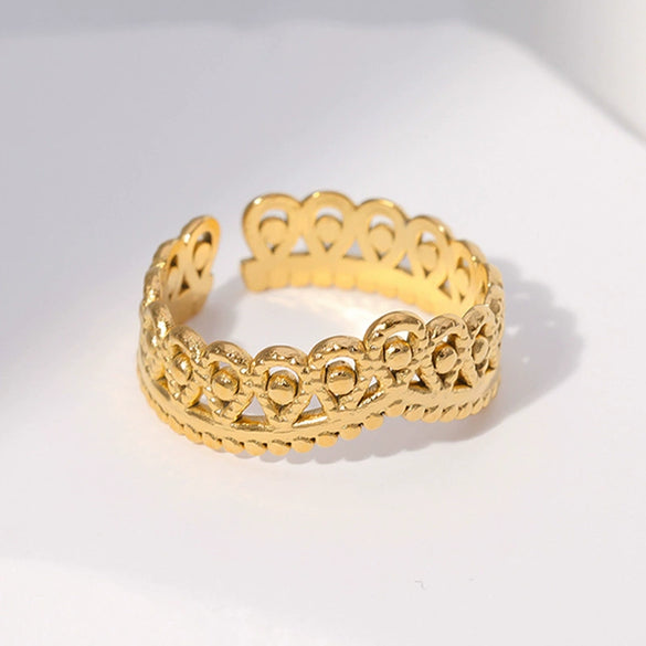 Non Fading Titanium Steel Crown Shaped Women's Adjustable Ring