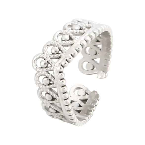 Non Fading Titanium Steel Crown Shaped Women's Adjustable Ring