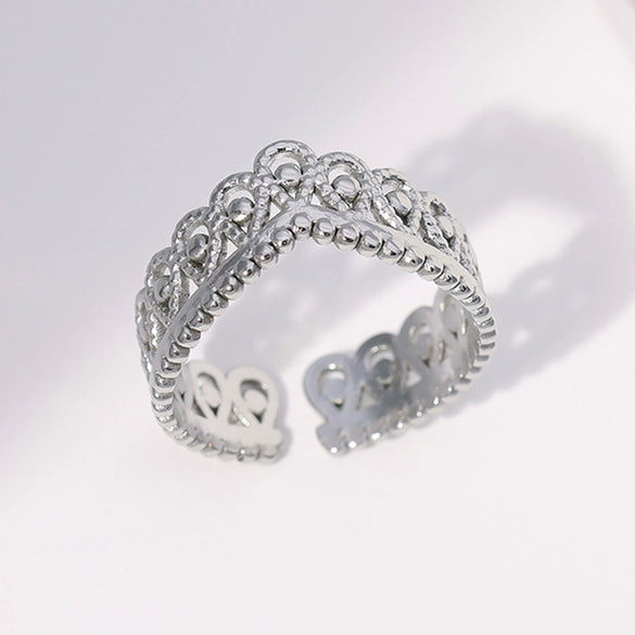 Non Fading Titanium Steel Crown Shaped Women's Adjustable Ring