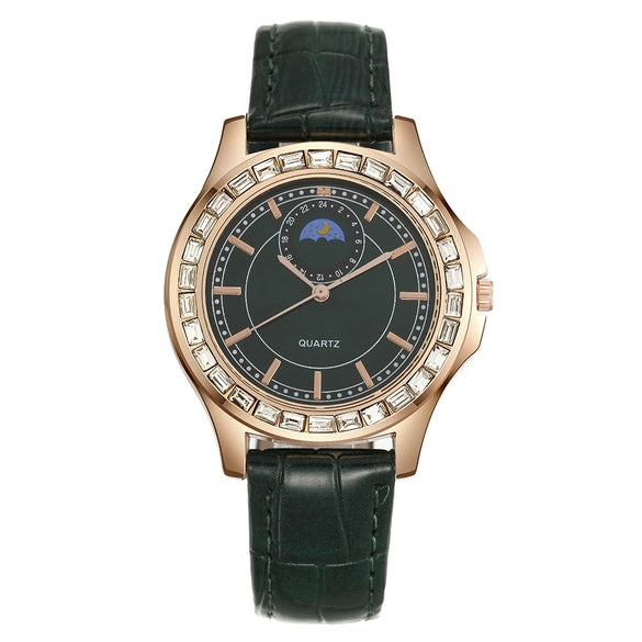 Non Mechanical Quartz Belt Watch For Men And Women Alloy Case Imitation Leather Strap Stainless Steel Clasp Round Dial Business Style