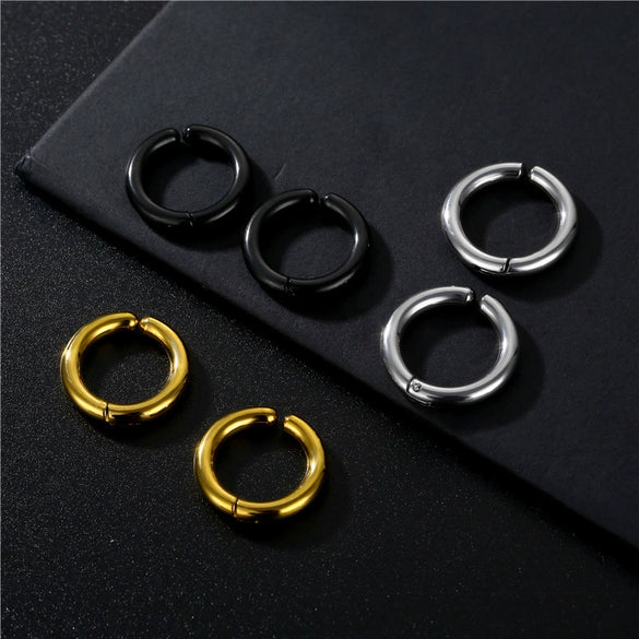 Non Pierced Ear Clip Earrings Titanium Steel Geometric Polished Fashion Simple Unisex