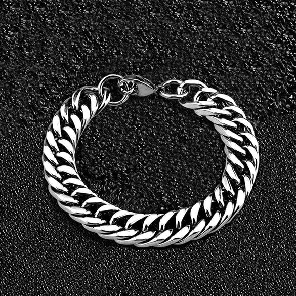 Nonfading Handmade Titanium Steel Doublewoven Cuban Bracelet With Leaf Pattern Natural Unisex Jewelry