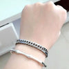 Nonfading Handmade Titanium Steel Doublewoven Cuban Bracelet With Leaf Pattern Natural Unisex Jewelry