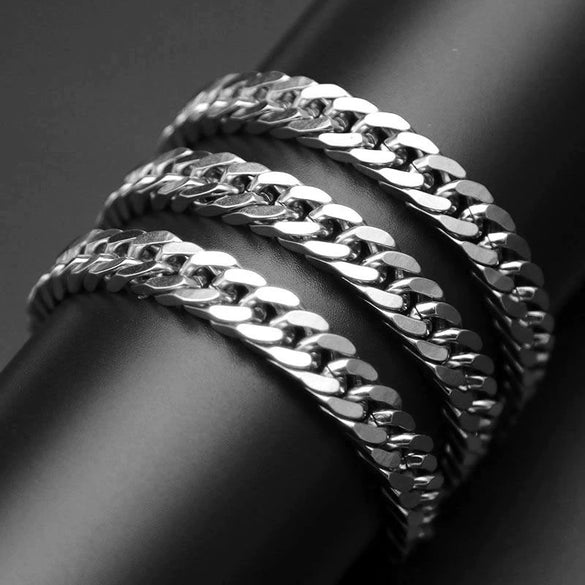 Nonfading Handmade Titanium Steel Doublewoven Cuban Bracelet With Leaf Pattern Natural Unisex Jewelry
