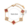 Nonfading Titanium Steel Fourleaf Clover Diamond Charm Bracelet With 18K Rose Gold Finish For Women