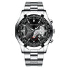 Nonmechanical Men's Watch With Large Round Dial Stainless Steel Band Alloy Case Business Style