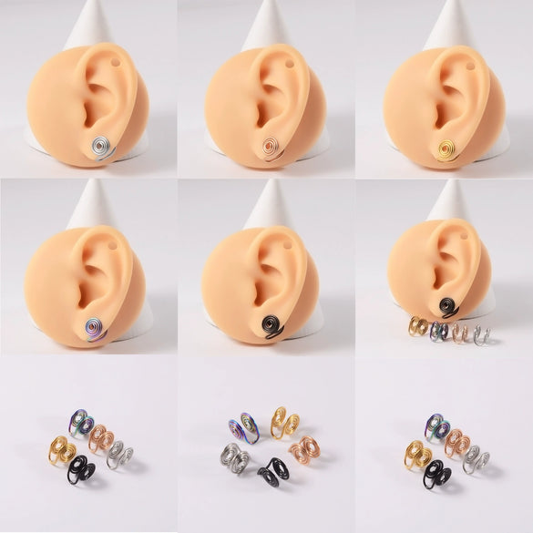 Nonpierced Ear Clip Stainless Steel Multilayer Electroplated Geometric Simple Unisex Earrings