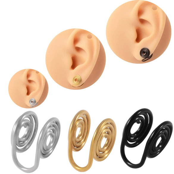 Nonpierced Ear Clip Stainless Steel Multilayer Electroplated Geometric Simple Unisex Earrings