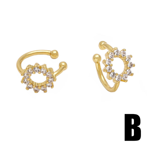 Nonpierced Earrings Copper Goldplated Inlaid Zircon Butterfly Animal Style