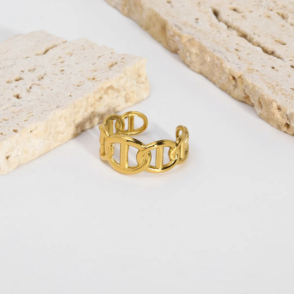 Nordic Style British Style African Style Solid Color Stainless Steel Plating 18k Gold Plated Open Rings