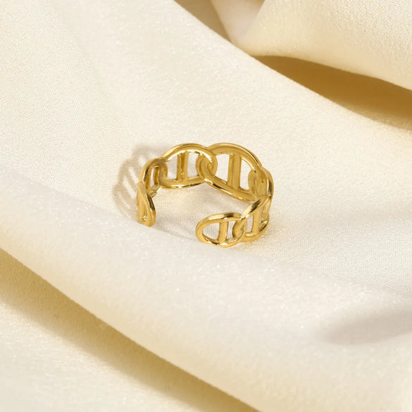 Nordic Style British Style African Style Solid Color Stainless Steel Plating 18k Gold Plated Open Rings
