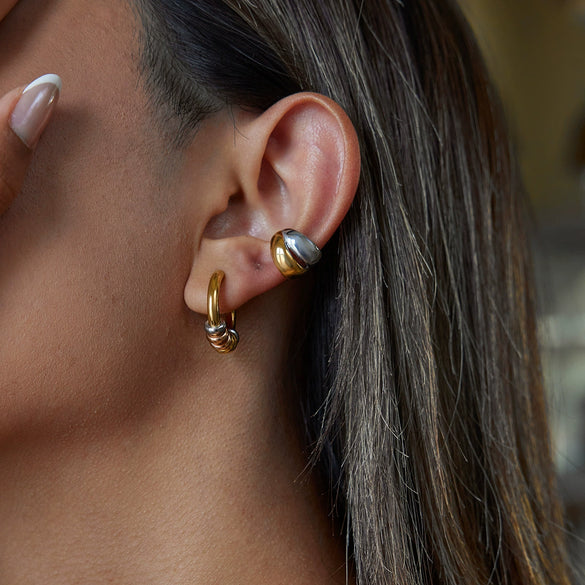 Normcore Style Detachable Stainless Steel Earrings Geometric Pattern Electroplated For Women